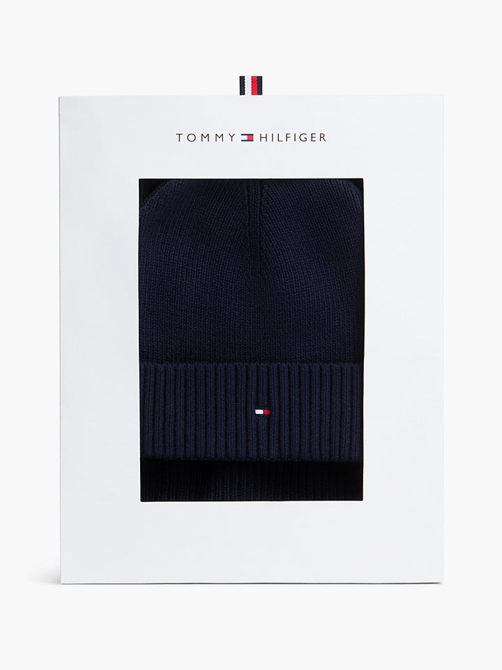 TOMMY HILFIGER NAVY BEANIE &amp; SCARF SET