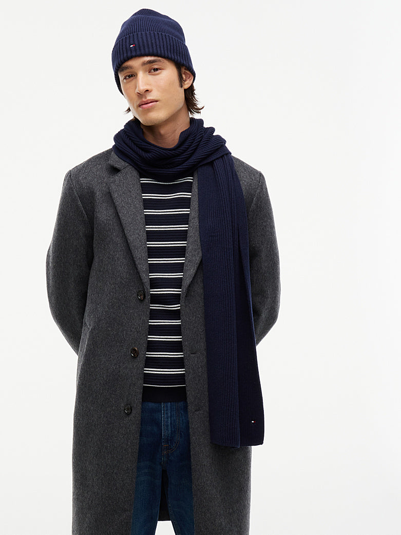 TOMMY HILFIGER NAVY BEANIE &amp; SCARF SET