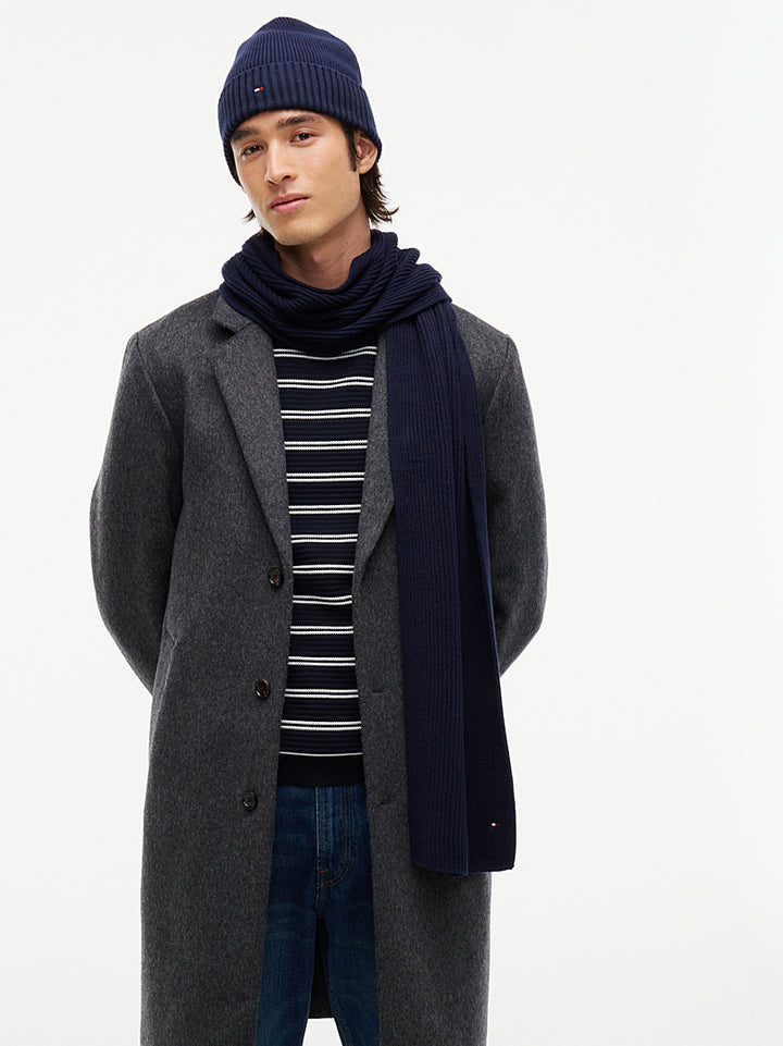 TOMMY HILFIGER NAVY BEANIE &amp; SCARF SET