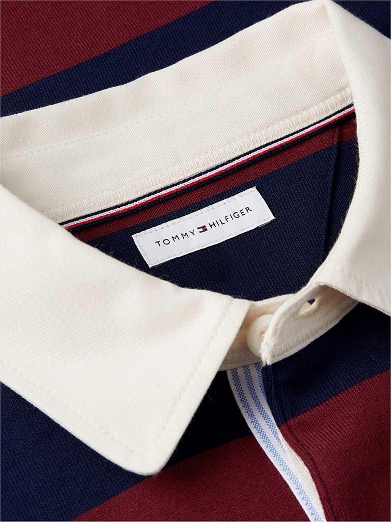 THM BURGUNDY/NAVY ESS STRIPE RUGBY SHIRT