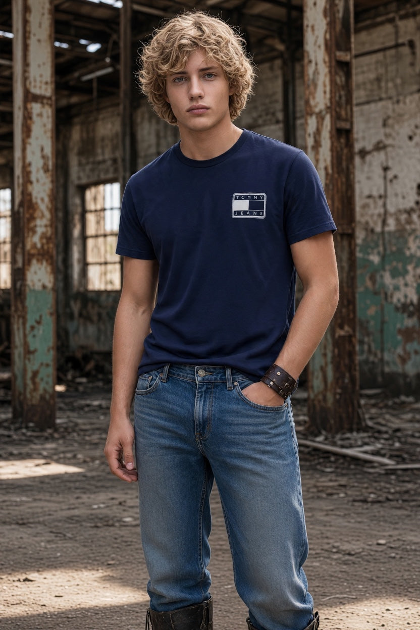 TOMMY JEANS NAVY SPRAY TEE