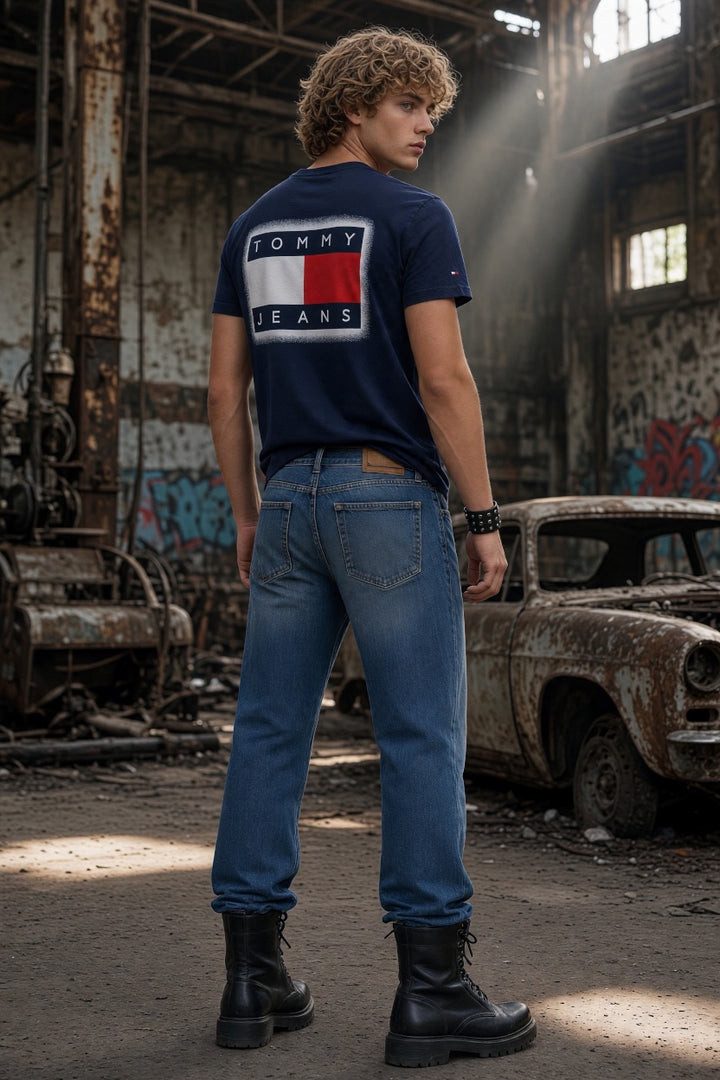 TOMMY JEANS NAVY SPRAY TEE