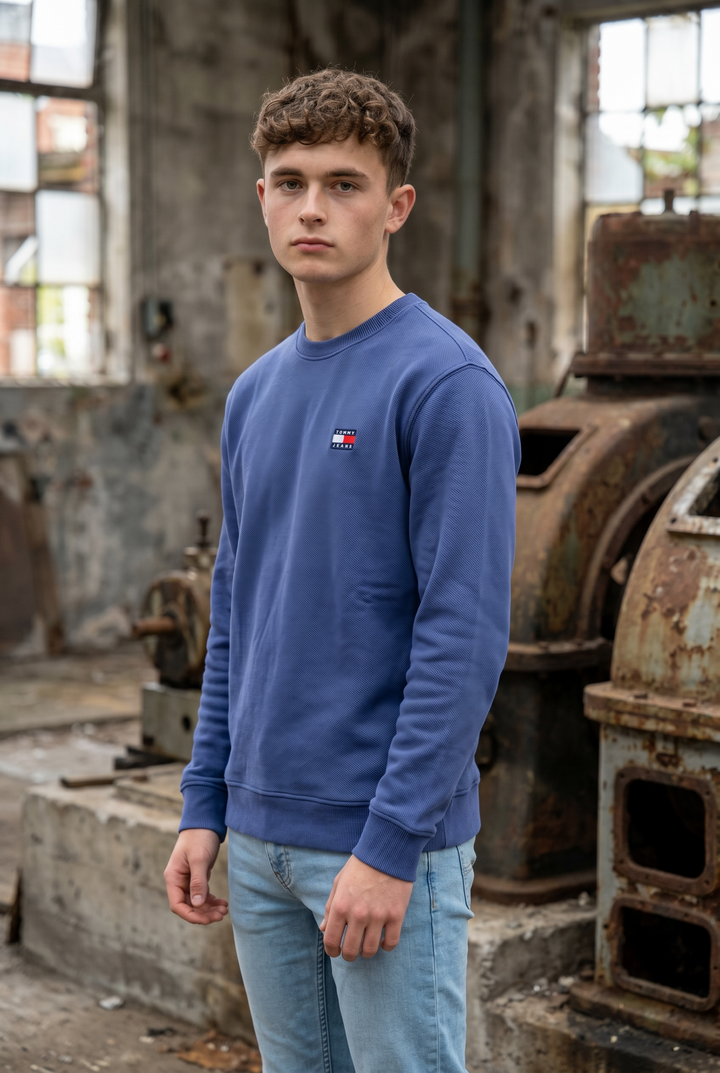 TOMMY JEANS BLUE CREW SWEAT