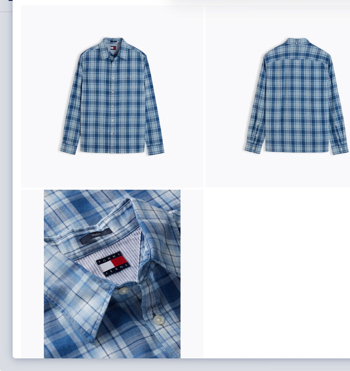 TOMMY JEANS  BLUE REG DOBBY CHECK SHIRT EXT