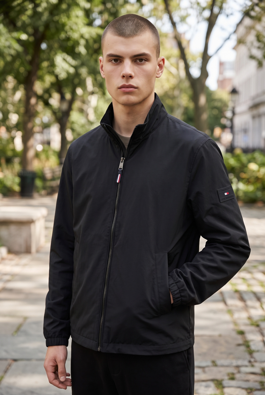 TOMMY HILFIGER BLACK BLOUSON JACKET