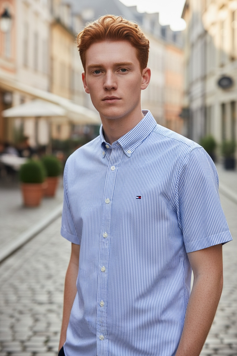 TOMMY HILFIGER POP BLUE STRIPE SHIRT