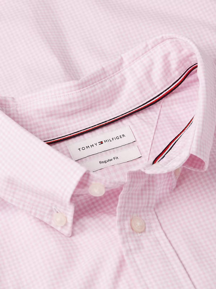 TOMMY HILFIGER PINK GINGHAM SHORT SLEEVE SHIRT