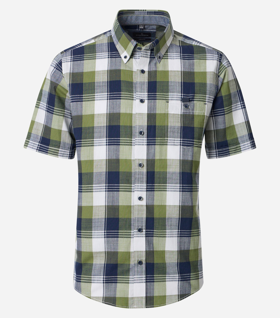 CASA MODA GREEN CHECK SHORT SLEEVE  SHIRT