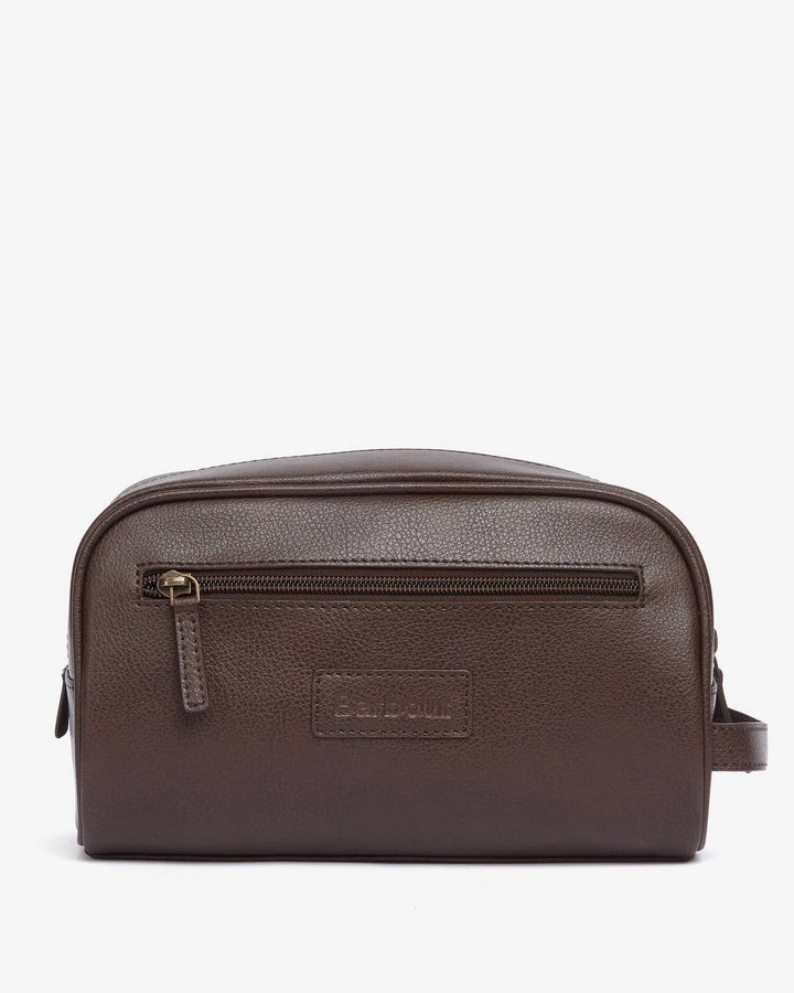 BARBOUR BROWN LEATHER WASHBAG
