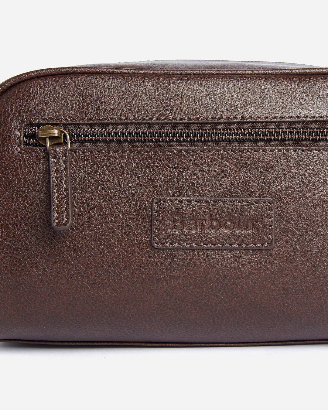 BARBOUR BROWN LEATHER WASHBAG