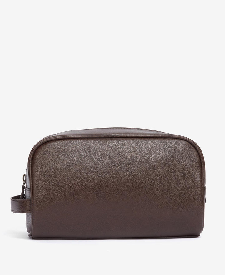 BARBOUR BROWN LEATHER WASHBAG