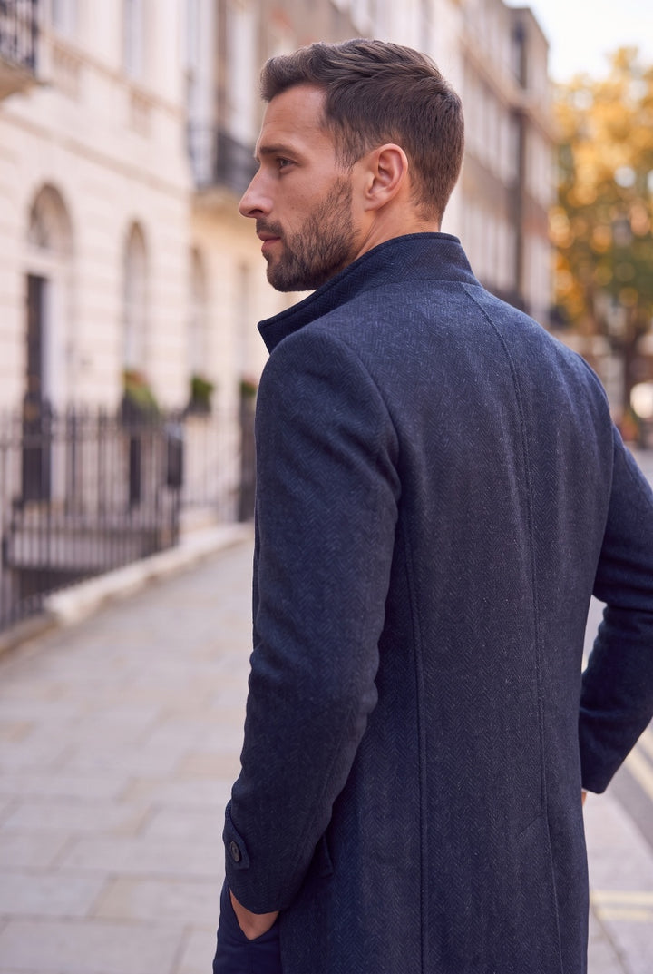 DG WATSON NAVY WOOL OVERCOAT