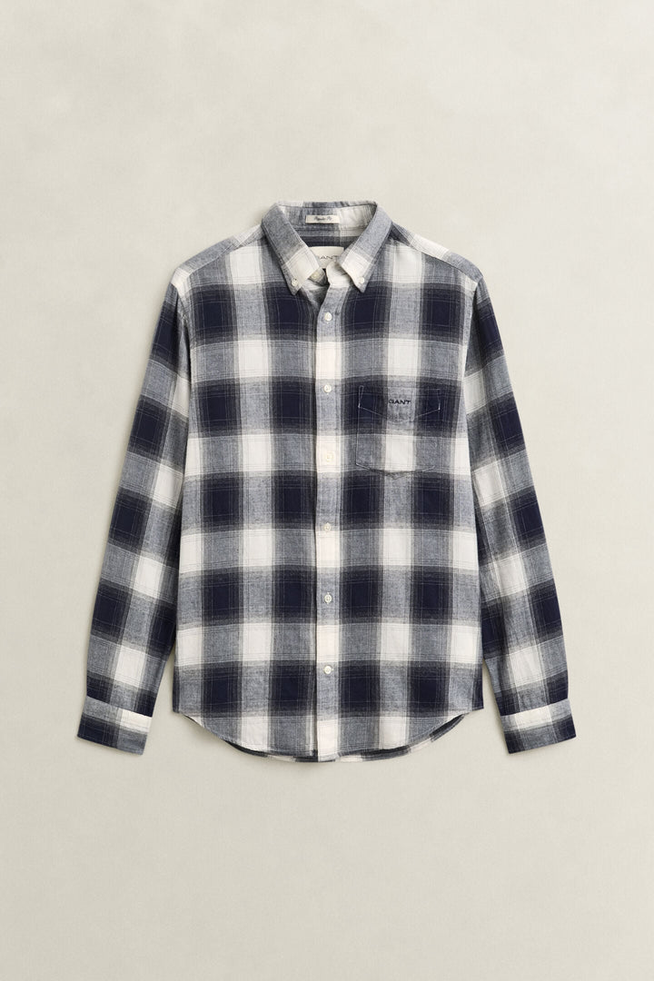 GANT NAVY REG WINDBLOWN FLANNEL CHECK  SHIRT