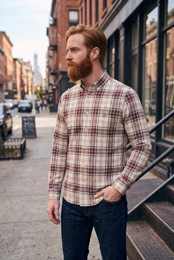 GANT WINE REG POPLIN CHECK SHIRT