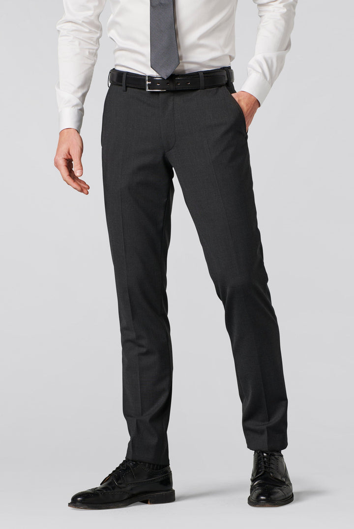 MEYER STRETCH WAISTBAND CHARCOAL TROSERS