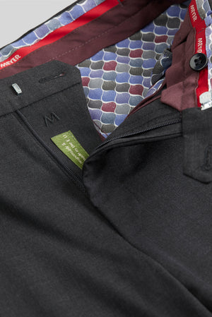 MEYER STRETCH WAISTBAND CHARCOAL TROSERS
