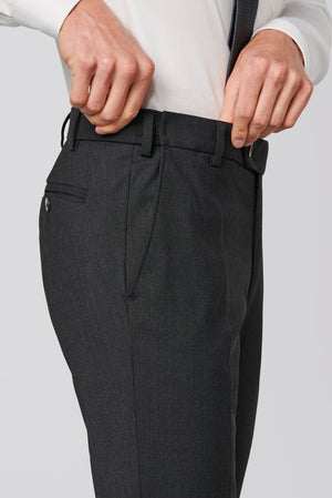 MEYER STRETCH WAISTBAND CHARCOAL TROSERS