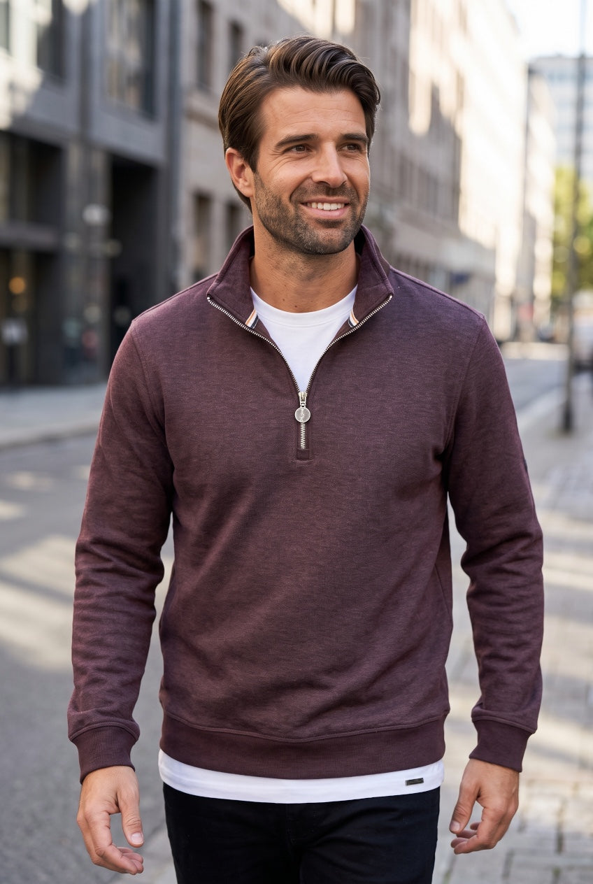 6TH SENSE AIR 1/4 ZIP PLUM SWEAT