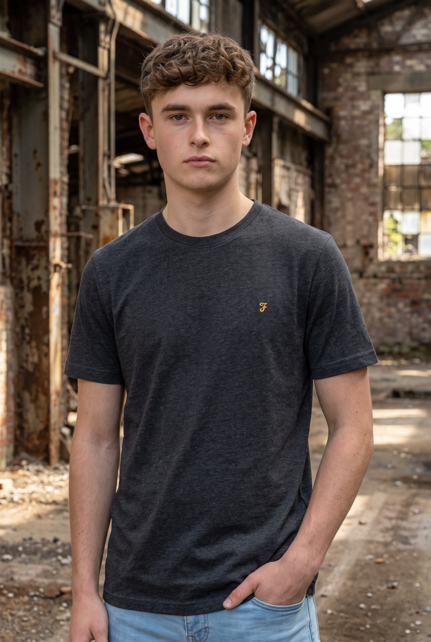 FARAH  OFF BLACK DANNY REG SS TEE