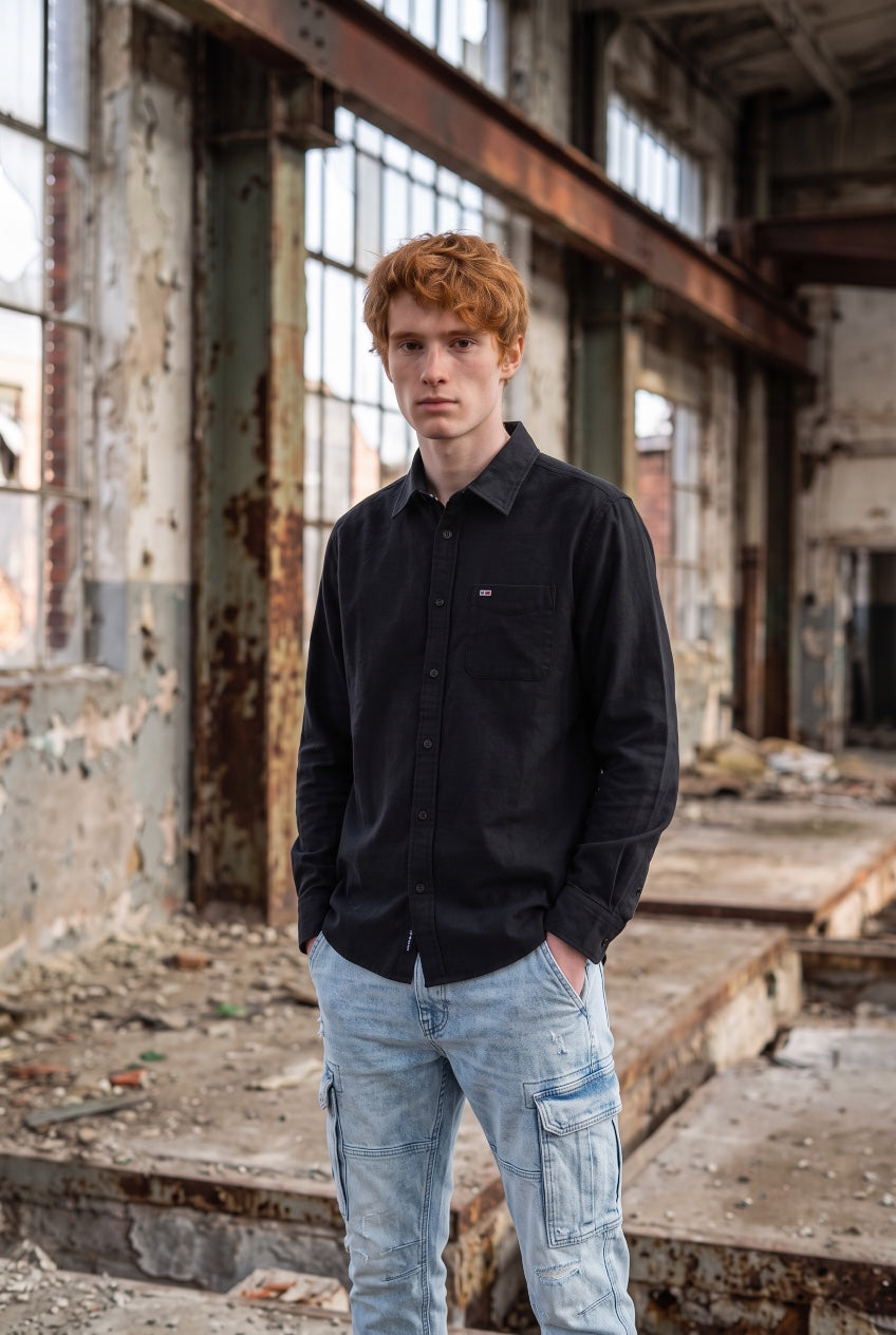 TOMMY JEANS  REG BLACK CK FLANNEL SHIRT