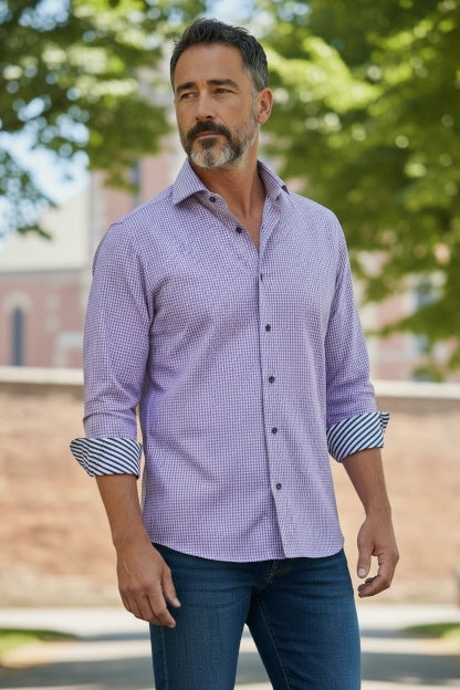 BRENT PURPLE PRINT SHIRT