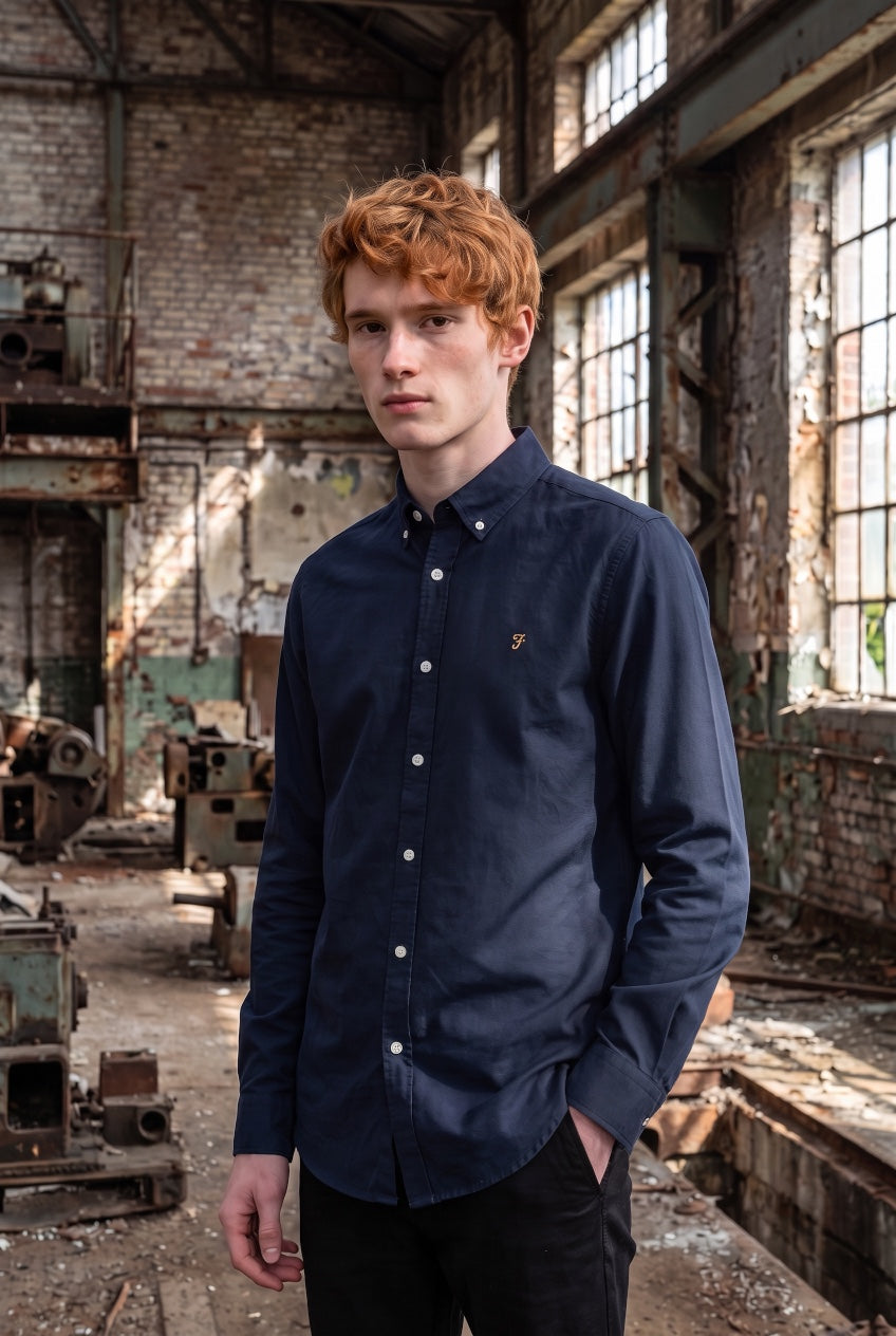 FARAH BREWER NAVY SHIRT