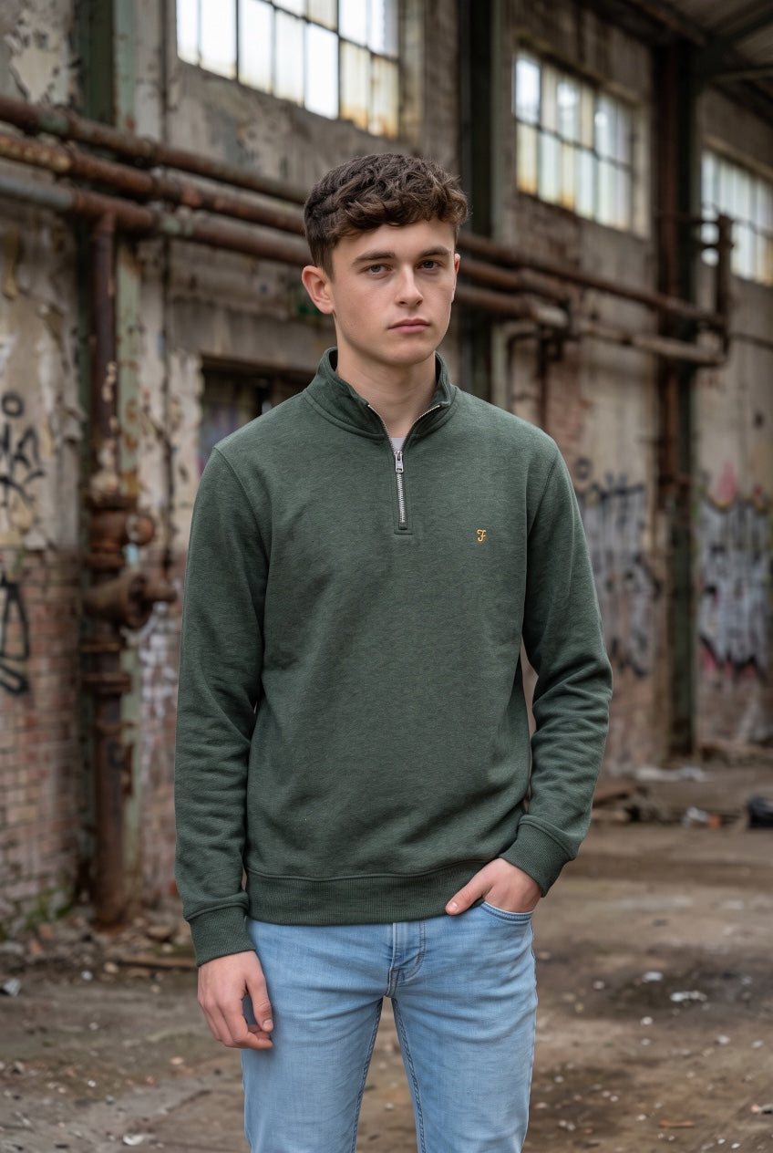 FARAH GREEN ARNOLD 1/4 ZIP  SWEAT