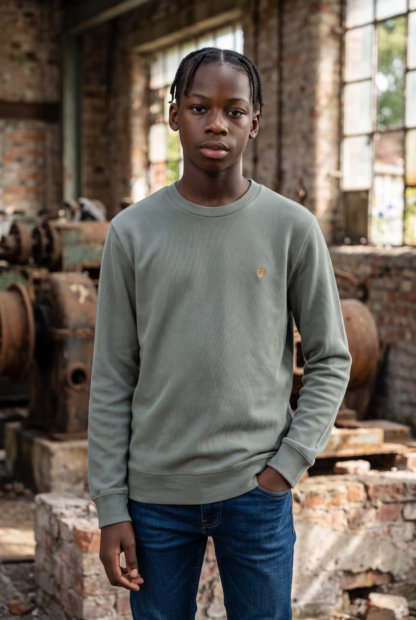 FARAH GREEN HEMMING CREW SWEAT