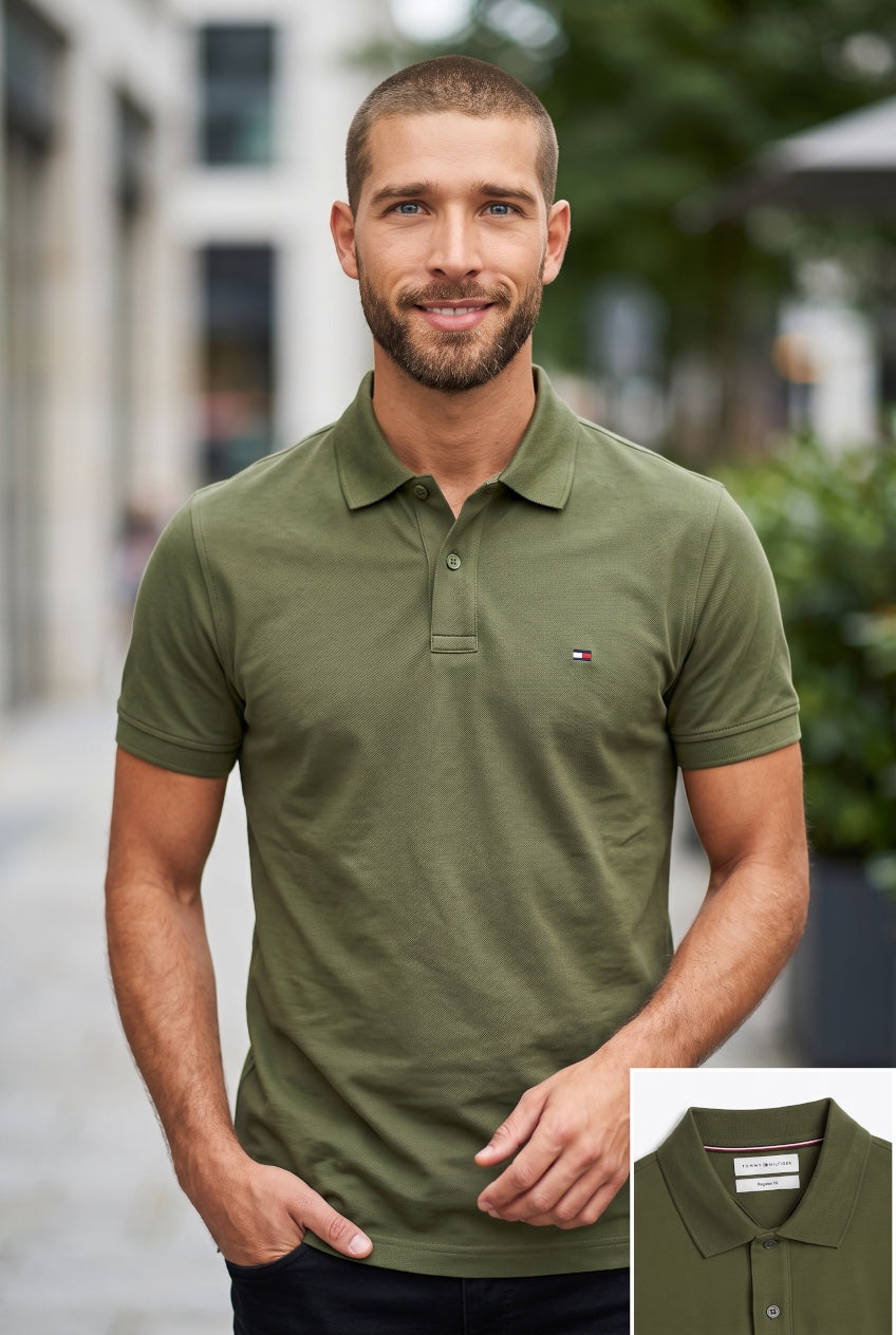 TOMMY HILFIGER  GREEN LIQUID CTN REG SEASONAL POLO