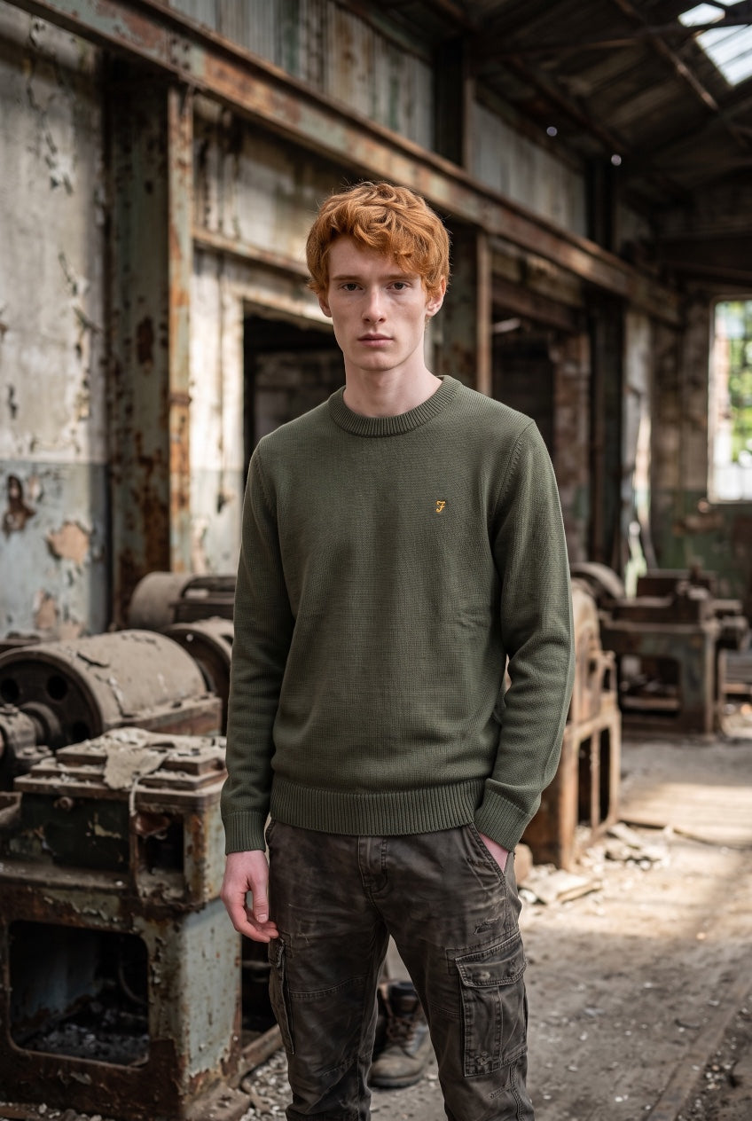 FARAH GREEN SHEPARD CREW SWEATER
