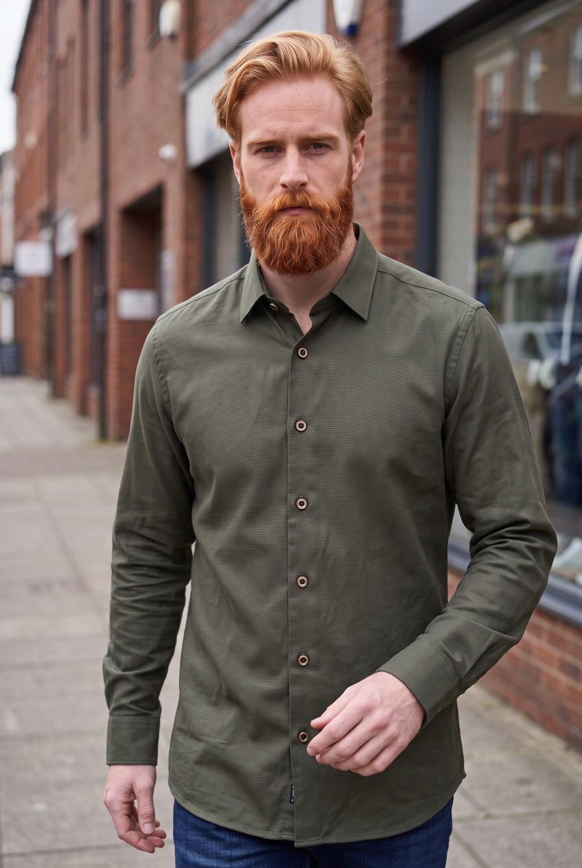 BUGATTI TIM KHAKI SHIRT