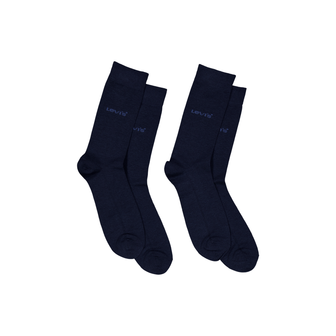 Levi's 2-pack Tencel navy crew socks, knit with small logo