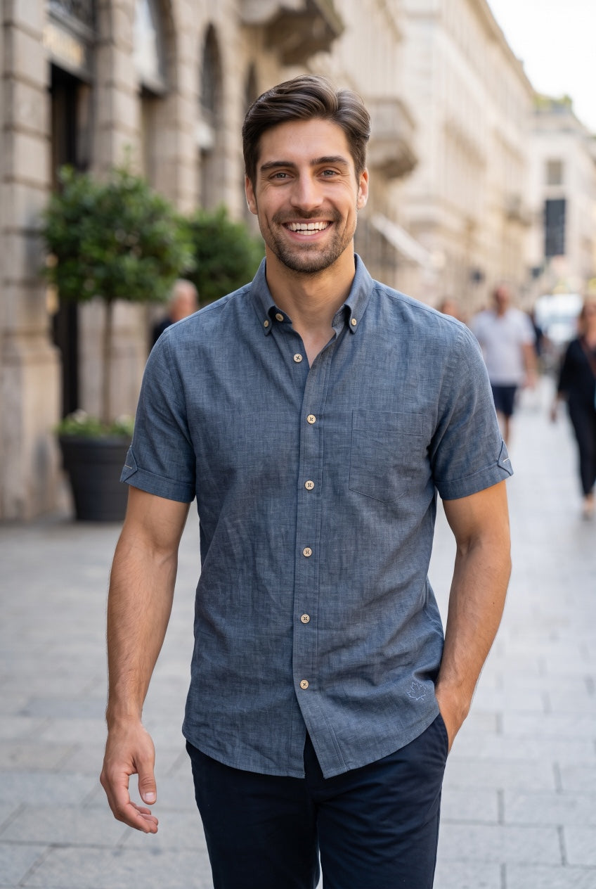 LUCCIANO DENIM BLUE SS SHIRT