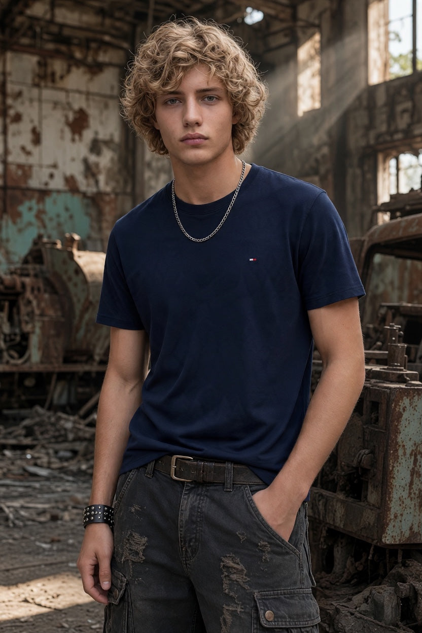 TOMMY JEANS NAVY FLAG TEE