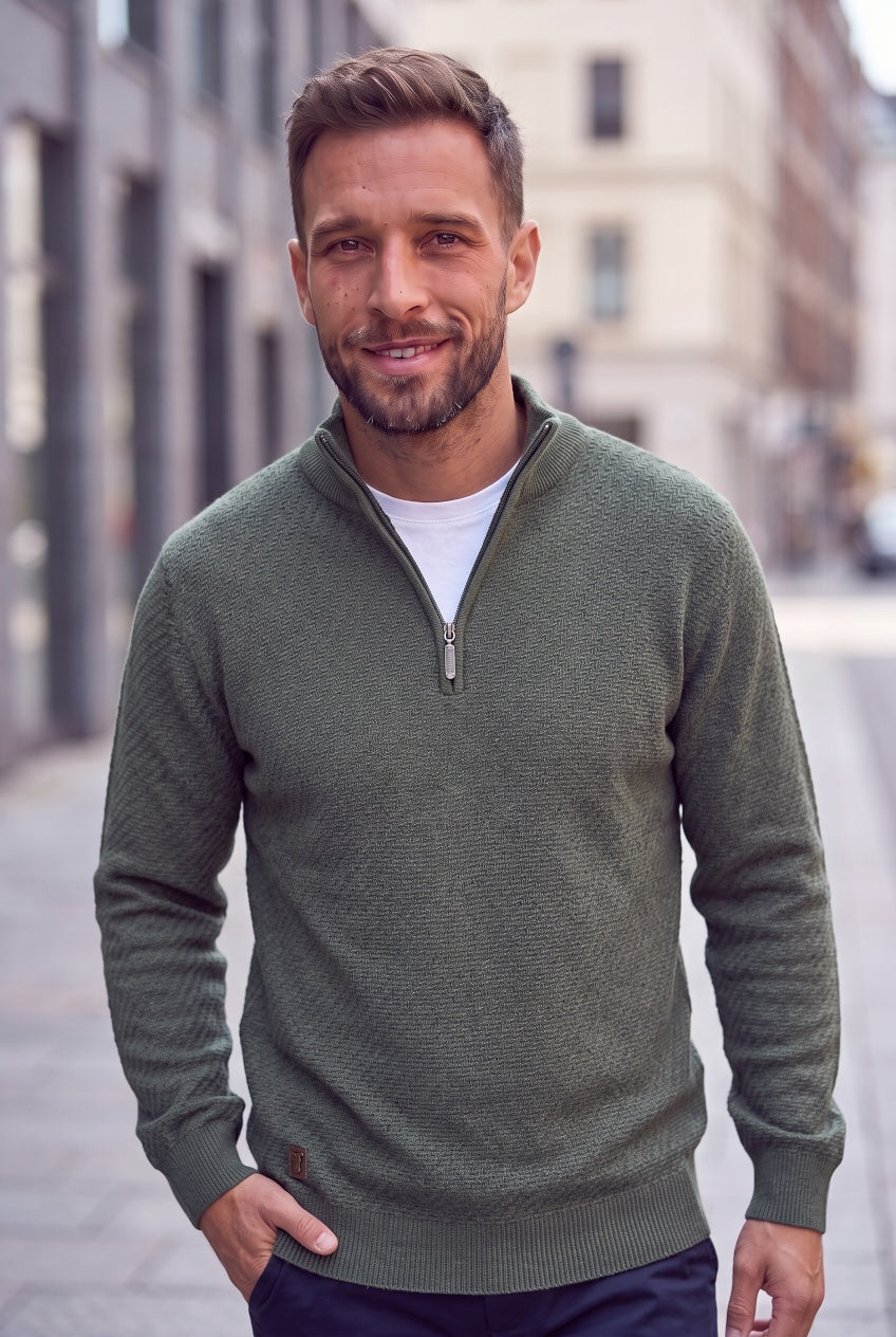 6TH SENSE ROWNY GREEN ZIP SWEATER