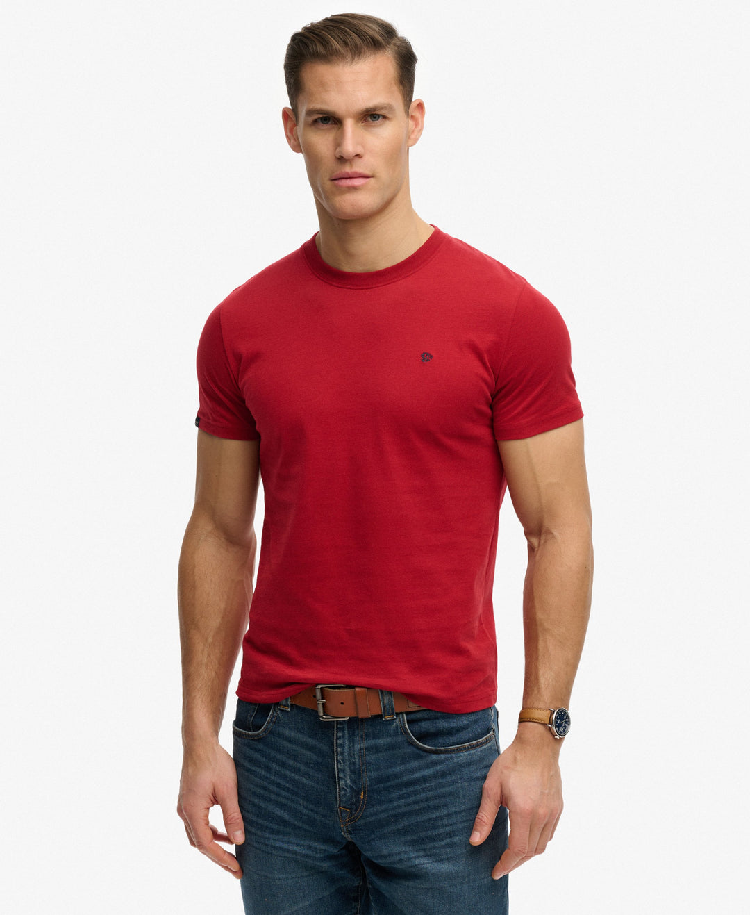 SUPERDRY RED ESS SDCO LOGO EMB TEE